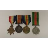 WWI trio with 1914-15 star, named 15069 Pte F L Dosser Glouc R, mounted together with a loose WWII