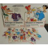 A collection of Bosch Dutch The Flintstones advertising cards - 5 large single sided cards with