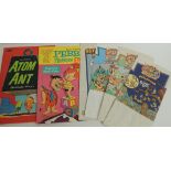 An Atom Ant Sticker book c.1966; a Pebbles Sticker Fun book c.1968 and four unused printed paper