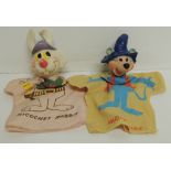 IDEAL TOY CORP. vintage 1960's hand puppets with moulded rubber heads and original printed cloth "