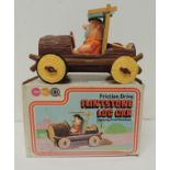 MARX TOYS - friction drive plastic Flintstone Log Car in original box c.1977 ++car in good clean