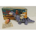 MARX TOYS (Japan) - tinplate and rubber clockwork Fred Flintstone on Dino in original box ++