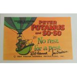 A reproduction Peter Potamus mini poster autographed in black ink by Bill Hanna and Joe Barbera