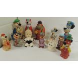 Twelve "squeaky" rubber toys by Ideal and others, characters include Yogi Bear, Huckleberry Hound,