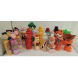 A quantity of plastic character bubble bath containers including Augie Doggie, Ricochet Rabbit,