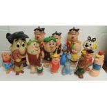 THE FLINTSTONES - a group of vintage Hanna Barbera Flinstones characters, moulded rubber, some