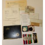 WWII WM, DM and Territorial Efficiency in postage box to Mr C G Clepitt and with documentation and