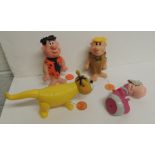 THE FLINTSTONES - R Dakin & Co: Fred and Barney rubber figures each with original clothing and