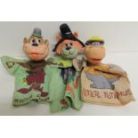 IDEAL TOY CORP vintage 1960's hand puppets with moulded vinyl heads and printed cloth bodies - Peter