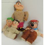 Two vintage Fred Flinstone and Barney Rubble soft toys with moulded rubber heads c.1960's; a similar