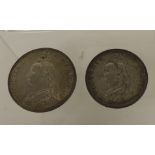 VICTORIA - Crown 1887 and Double Florin 1887, Jubilee head, both ef (2)