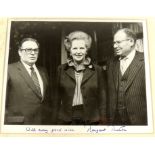Margaret Thatcher - an autographed black and white photograph of Margaret Thatcher with ink