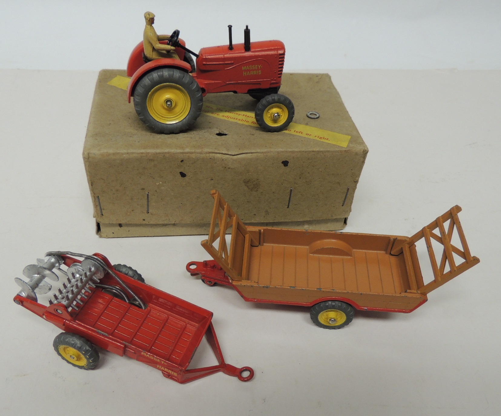 DINKY - 27A Massey-Harris Tractor with adjustable front wheels, in box; a Massey-Harris Manure