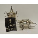 A silver lidded two handled trophy cup "British Dairy Farmers Association for best Exhibit of