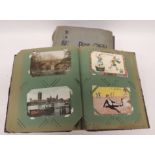 Two early 20th Century albums of assorted postcards including many photo topo various GB and