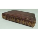 A large Victorian half leather bound Scrap Book with gilt tooled spine, some pages glued with a