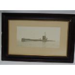 A framed original photograph of submarine HMS H34, class H submarine, by Ernest Hopkins Elmgrove