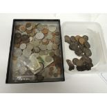 A quantity of assorted coins including Victoria pennies; later pennies; post 1947 silver; some