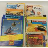 A quantity of assorted toy catalogues including Britains, Scalextric, Hornby Dublo, Triang and