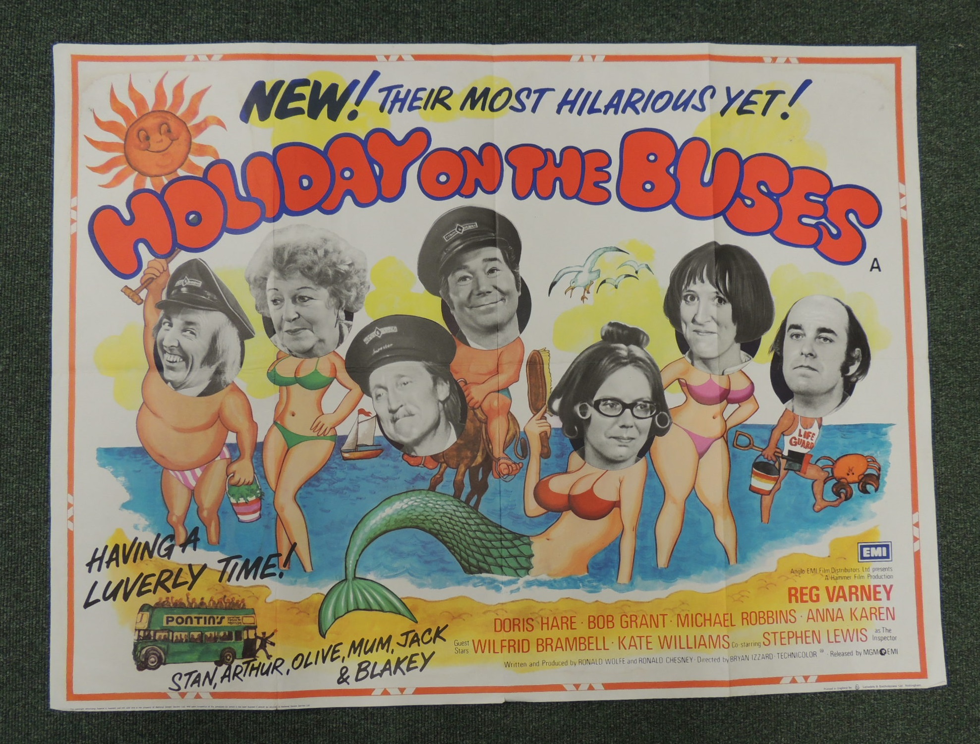 Original British quad film posters - Holiday on the Buses starring Reg Varney (small edge tears) and