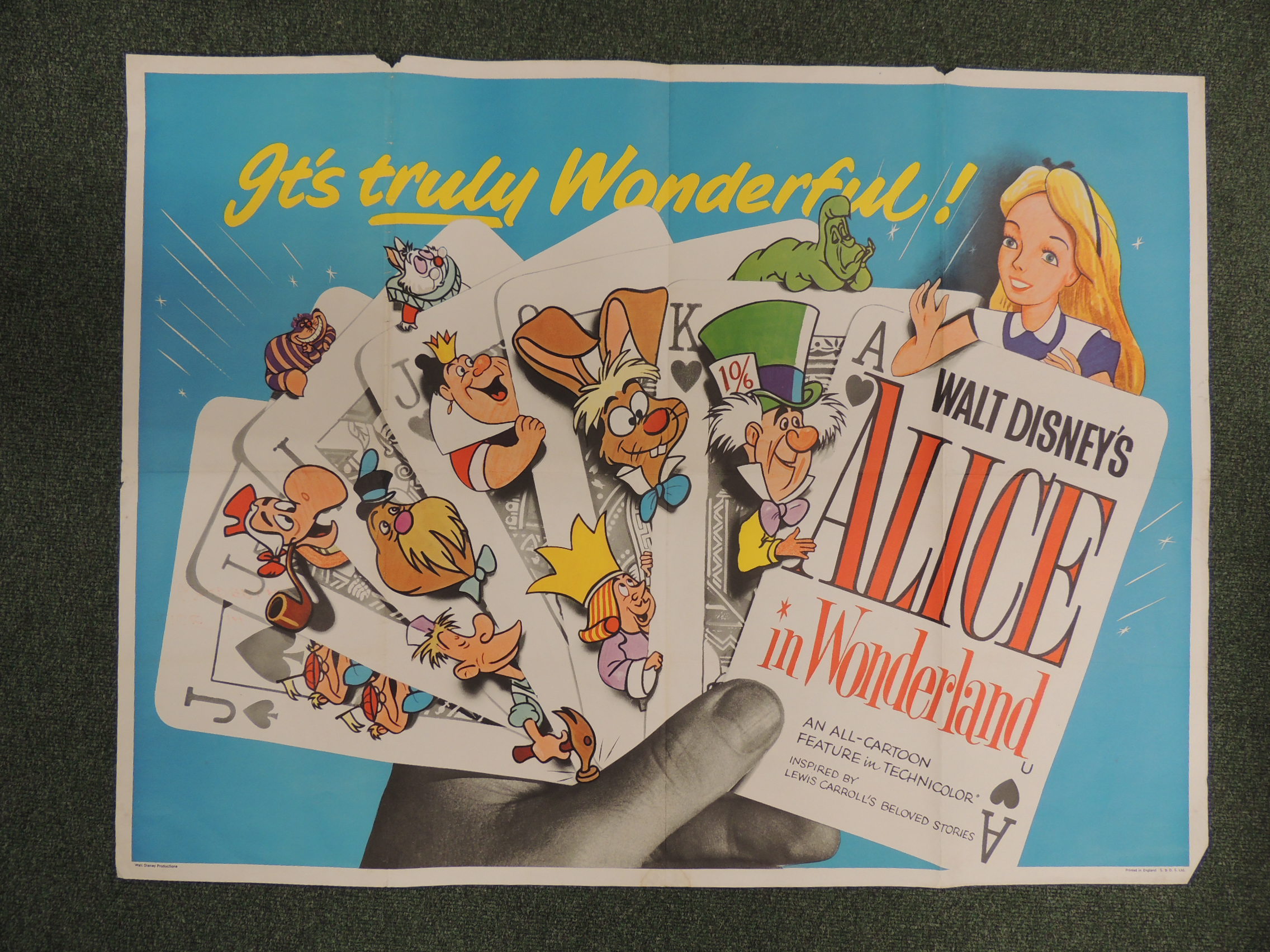 Original British quad film posters - Walt Disney Alice in Wonderland (slight loss top edge); Walt