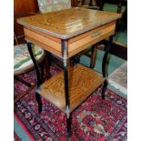 A 20th century marquetry ladies dressing table, having hinged lid with mirror fitted inside,
