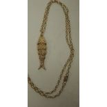 A 9ct gold, articulated fish pendant on a 9ct gold belcher link chain, 13.8g approx.