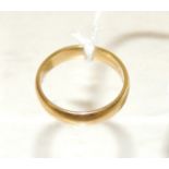 A 22ct gold wedding band, size P, 5g approx.