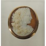 A Victorian 9ct rose gold oval cameo brooch, the shell well carved with head of Flora, the shell