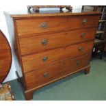 A 19th century mahogany chest of four graduated long drawers on bracket supports, 111cm high, 126.