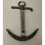 A novelty souvenir anchor thermometer marked "Oslo", the copper anchor with thermometer mounted