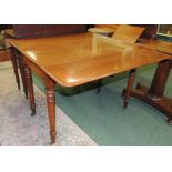 A Victorian mahogany Pembroke table on four turned supports and brass casters, 72cm high.