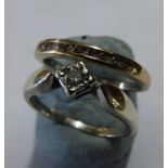 9CT GOLD DIAMOND SET RING AND 18CT GOLD 9 STONE RING