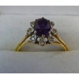 AMETHYST & DIAMOND CLUSTER RING