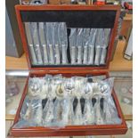 MAHOGANY CASED CANTEEN OF SILVER PLATED CUTLERY