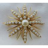 STAR BROOCH SET WITH CULTURED PEARLS,