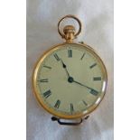 FOB WATCH WITH DECORATIVE CASE MARKED 14K