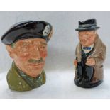 ROYAL DOULTON JUG WINSTON CHURCHILL & CHARACTER JUG MONTY D6202