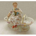 MEISSEN PORCELAIN DISH, GIRL WITH FLOWERS 11.