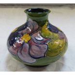 MOORCROFT SQUAT BALUSTER ANEMONE PATTERN VASE,