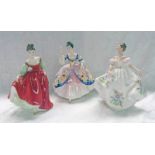 3 ROYAL DOULTON FIGURES CHRISTINE HN 2792 , FAIR LADY HN 2932 (SIGNED M DOULTON),