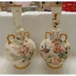 PAIR OF 19TH CENTURY CONTINENTAL PORCELAIN VASES WITH BIRD DECORATION