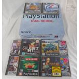 SONY PLAYSTATION WITH A SELECTION OF VARIOUS GAMES.