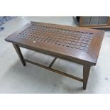 OAK RECTANGULAR COFFEE TABLE ON SQUARE SUPPORTS