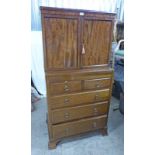 LATE 19TH CENTURY MAHOGANY CABINET OF 2 PANEL DOORS OVER 2 SHORT & 3 LONG DRAWERS ON BRACKET