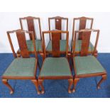 SET OF 6 WALNUT CHAIRS ON SHAPED SUPPORTS