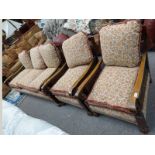 3PCE EARLY 20TH CENTURY WALNUT BERGERE SUITE ON TURNED SUPPORTS
