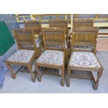 SET OF 6 OLD CHARM OAK DINING CHAIRS INCLUDING 2 ARMCHAIRS