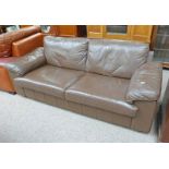 BROWN LEATHER 2 SEAT SOFA