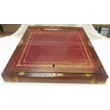 MAHOGANY BRASS BOUND WRITING SLOPE WITH TOOLED LEATHER INSERT